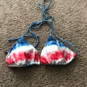 O’Neill red white and blue bikini top